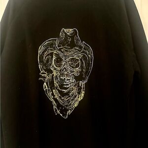 Our Legacy Mens  Black Sweater with Cowboy Skull Embroidery XL